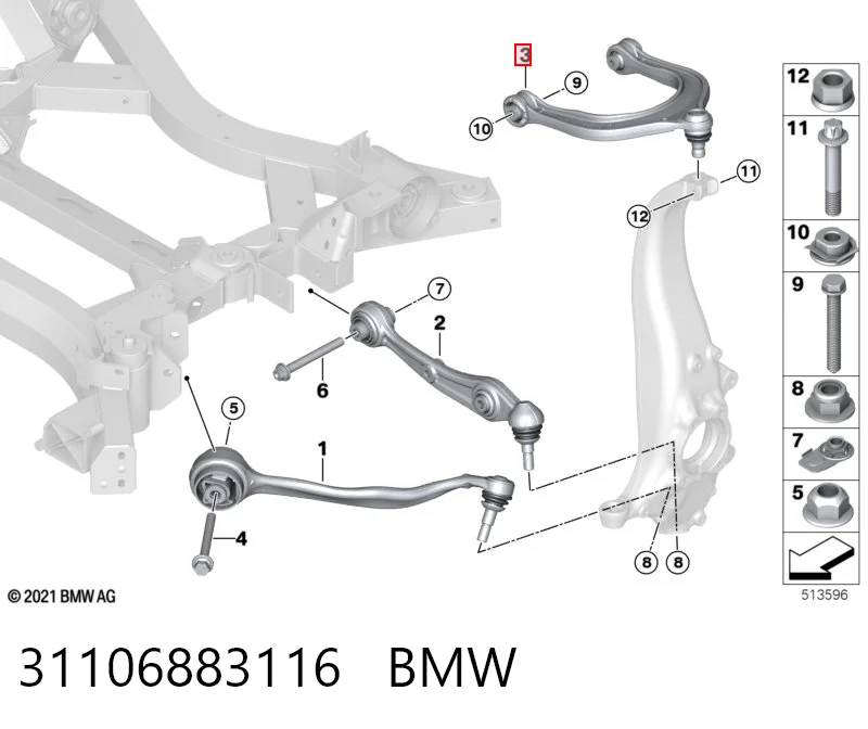 31106883116 BMW Brazo superior derecho de la suspensión delantera