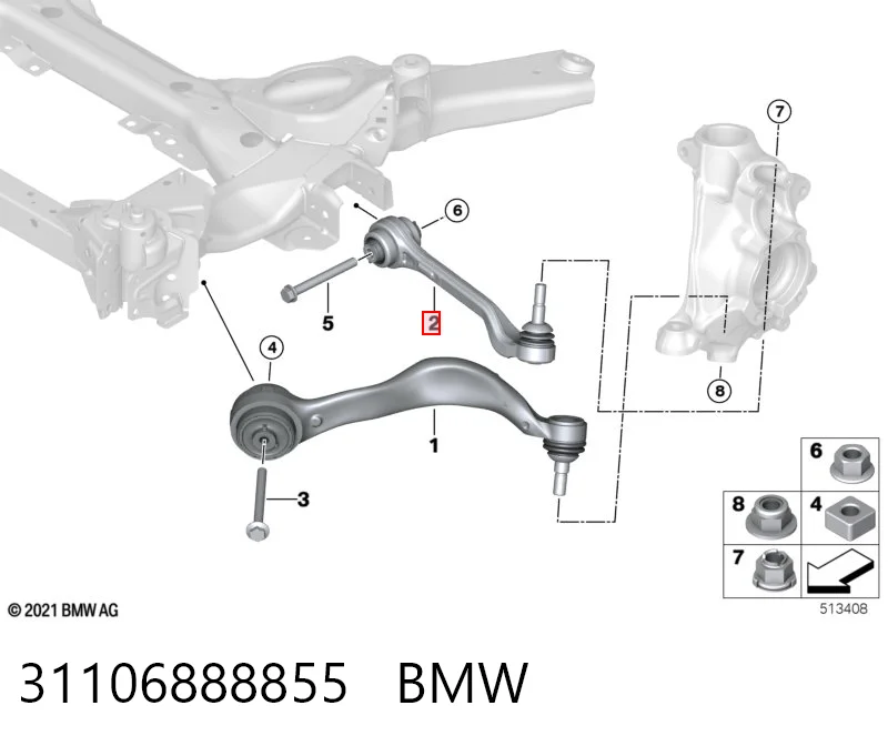 31106888855 BMW Brazo inferior izquierdo de la suspensión delantera
