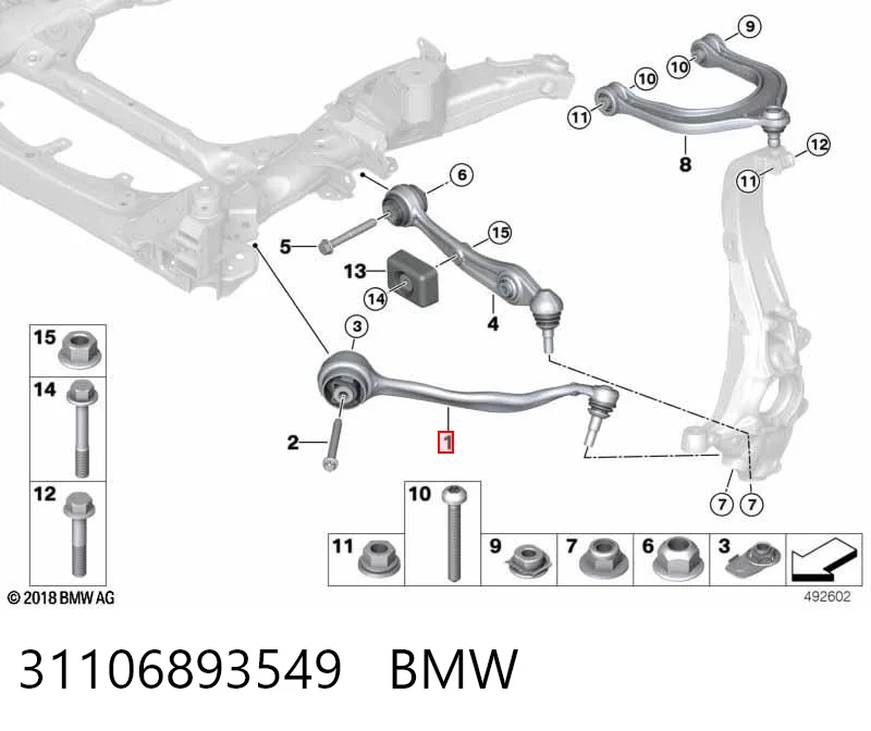 31106893549 BMW Brazo inferior izquierdo de la suspensión delantera