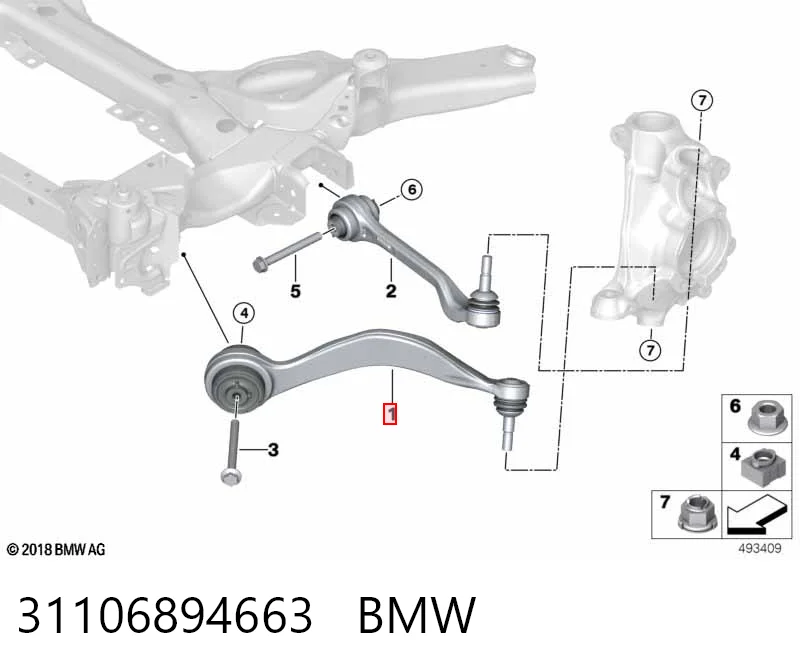 31106894663 BMW Brazo inferior derecho de la suspensión delantera