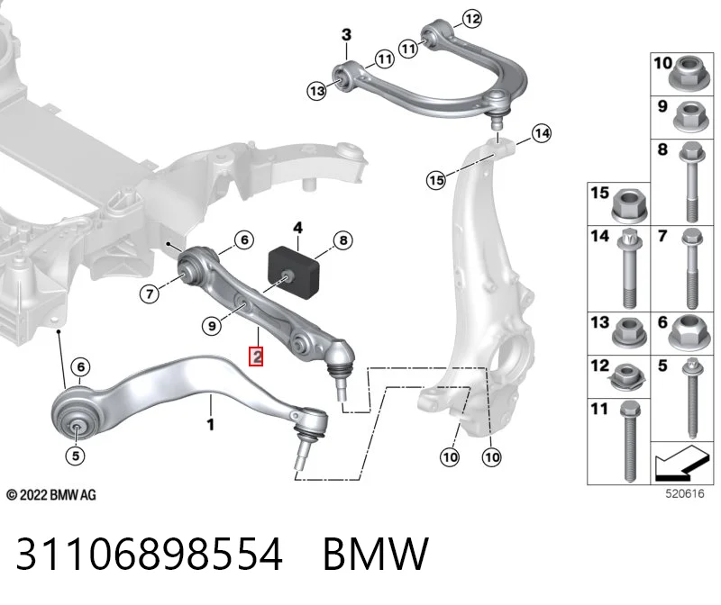 31106898554 BMW Brazo inferior derecho de la suspensión delantera