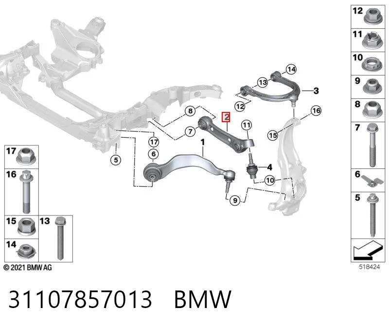 31107857013 BMW Brazo inferior izquierdo de la suspensión delantera