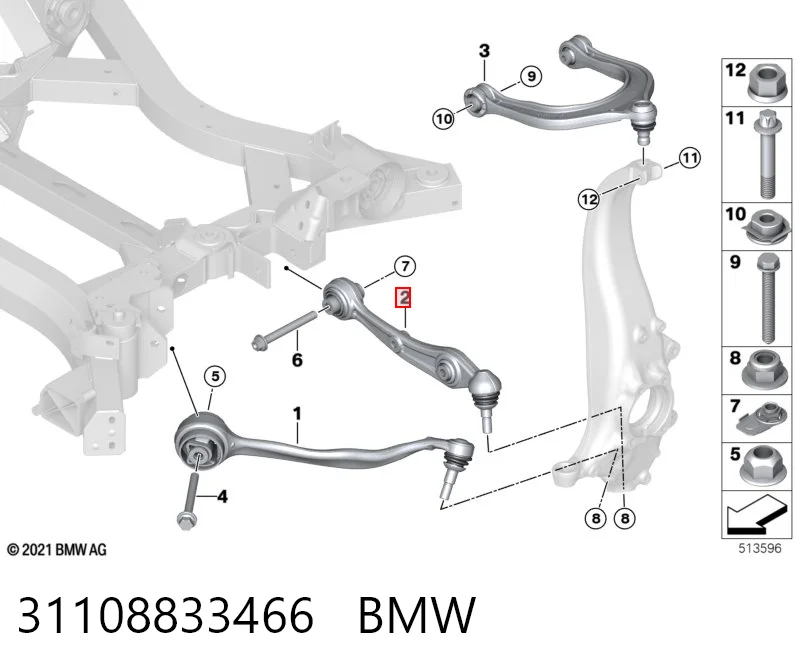 Brazo inferior derecho de la suspensión delantera BMW 31108833466 precio, desde 114,04 EUR