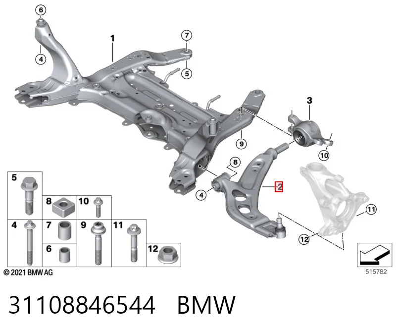 31108846544 BMW Brazo inferior derecho de la suspensión delantera