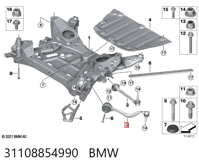 31108854990 BMW Brazo inferior derecho de la suspensión delantera