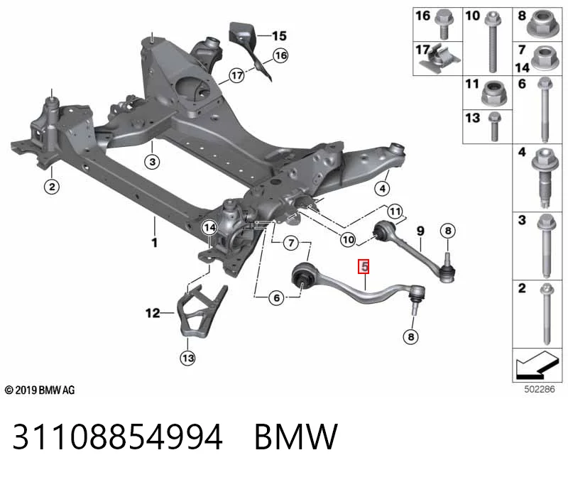 31108854994 BMW Brazo inferior derecho de la suspensión delantera