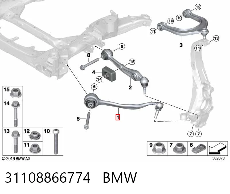 31108866774 BMW Brazo inferior derecho de la suspensión delantera