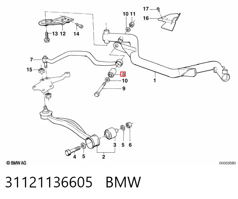 31121136605 BMW Buje del brazo de suspensión delantero superior