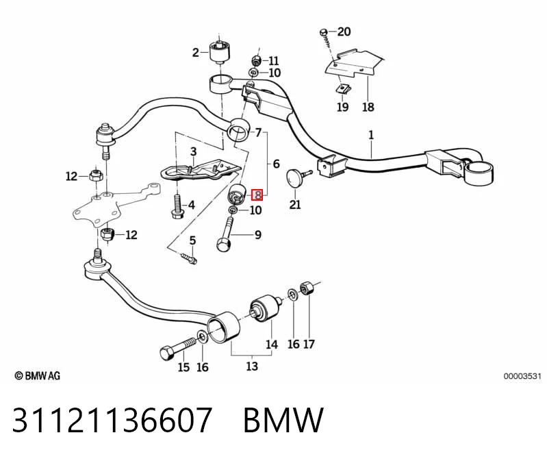 31121136607 BMW Buje del brazo de suspensión delantero superior