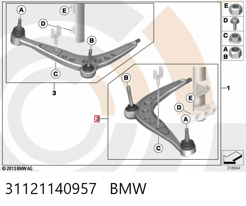 31121140957 BMW Brazo inferior izquierdo de la suspensión delantera