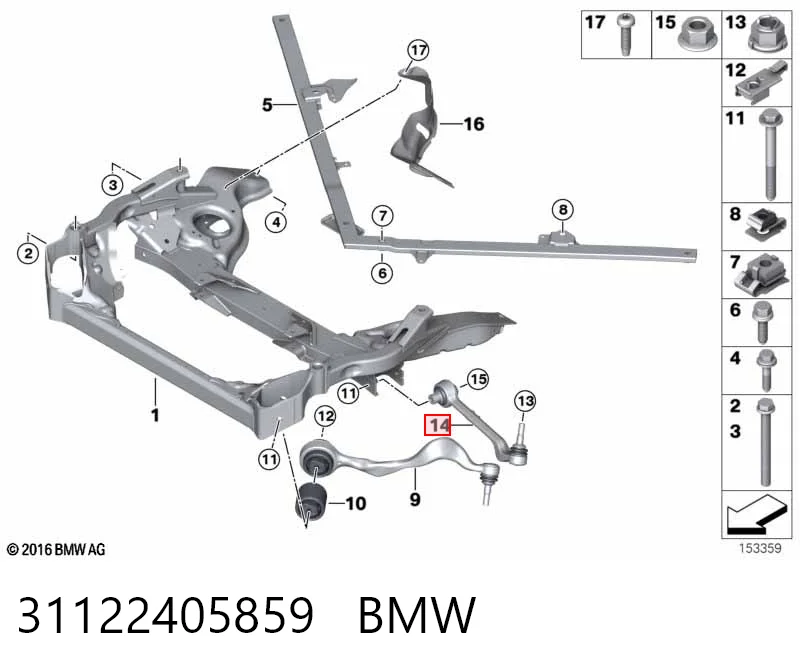 31122405859 BMW Brazo inferior izquierdo de la suspensión delantera