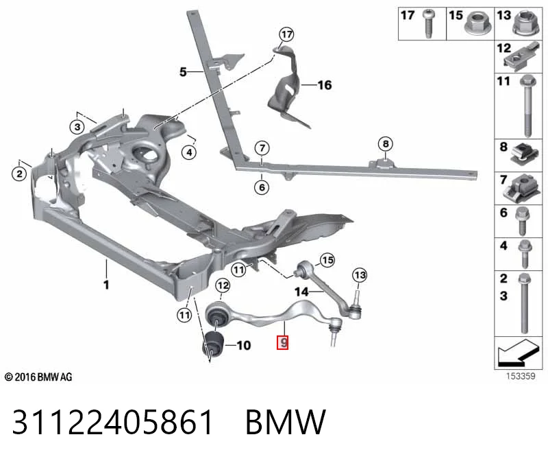 31122405861 BMW Brazo inferior izquierdo de la suspensión delantera