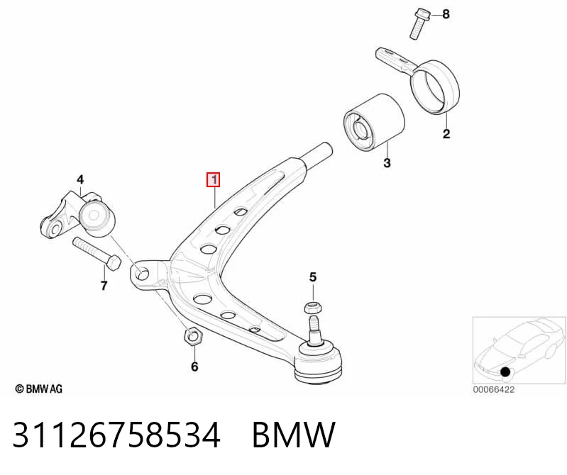 31126758534 BMW Brazo inferior derecho de la suspensión delantera