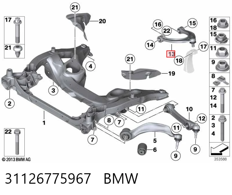 31126775967 BMW Brazo superior izquierdo/derecho de suspensión delantera