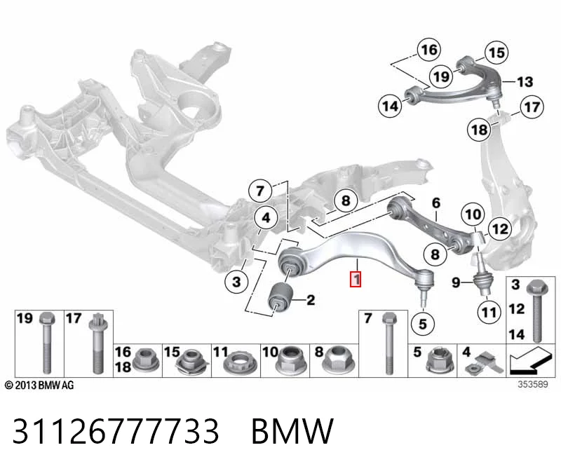 31126777733 BMW Brazo inferior izquierdo de la suspensión delantera