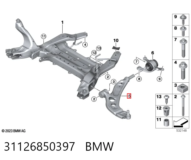 31126850397 BMW Brazo inferior izquierdo de la suspensión delantera
