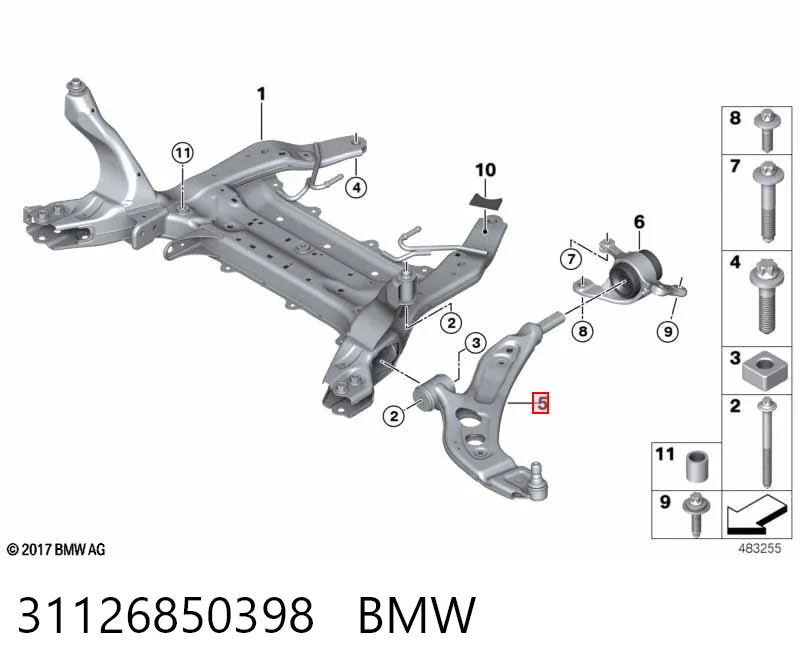 31126850398 BMW Brazo inferior derecho de la suspensión delantera