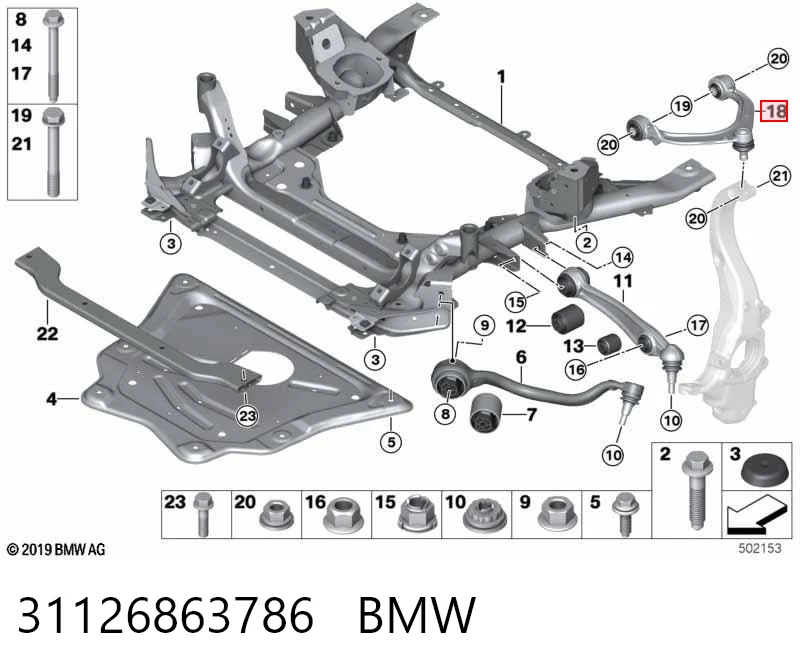 31126863786 BMW Brazo superior derecho de la suspensión delantera