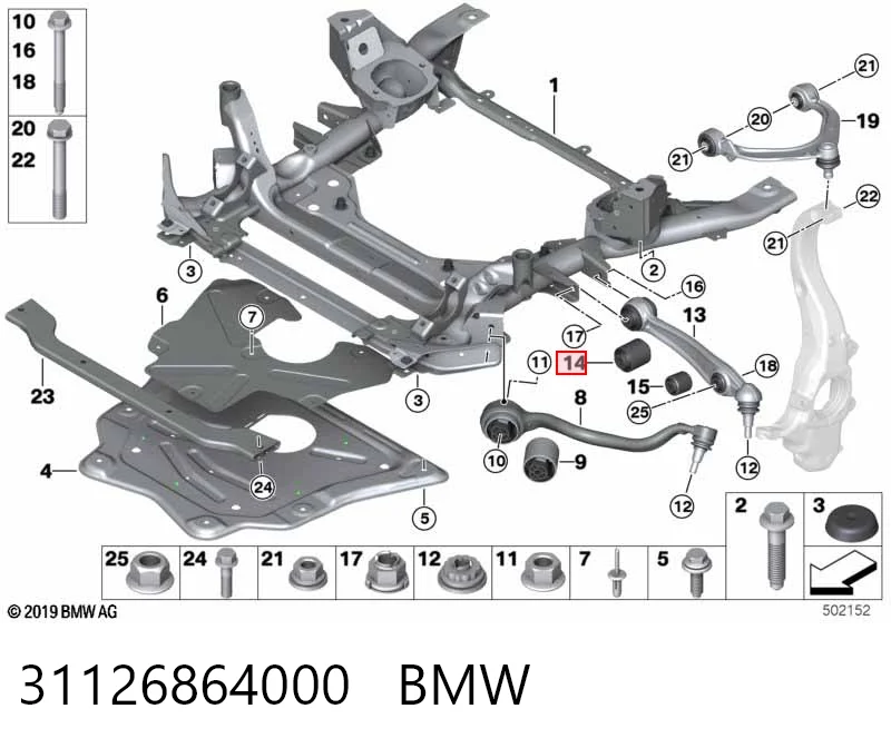 31126864000 BMW Silentblock de brazo de suspensión delantero inferior