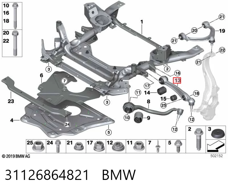 31126864821 BMW Brazo inferior izquierdo de la suspensión delantera