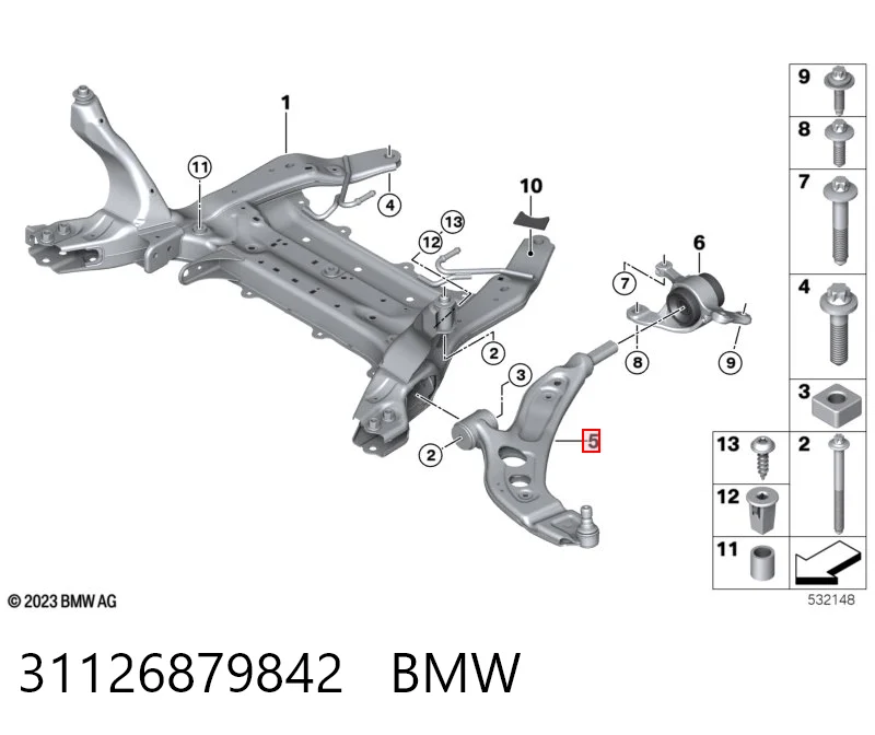 31126879842 BMW Brazo inferior derecho de la suspensión delantera