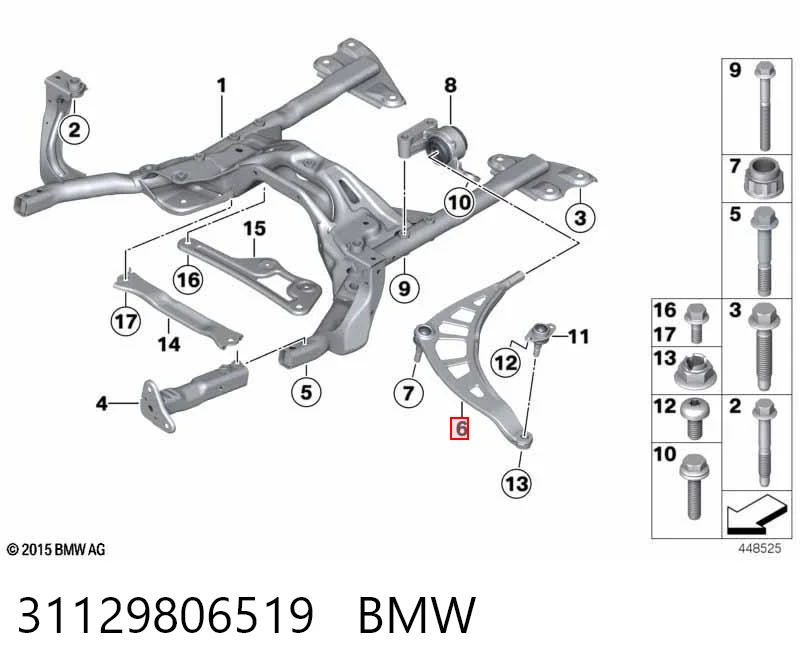 31129806519 BMW Brazo inferior izquierdo de la suspensión delantera