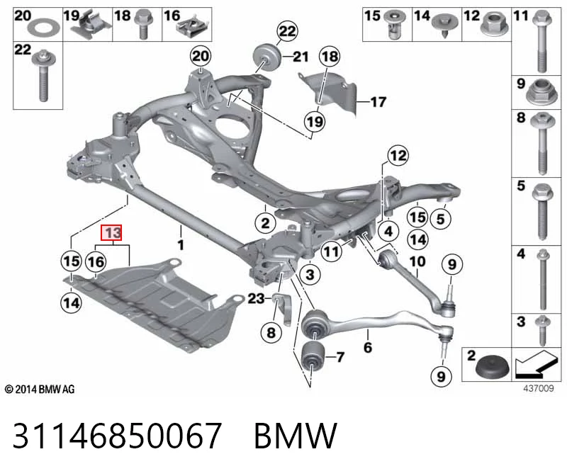 31146850067 BMW Protector antiempotramiento del motor delantera