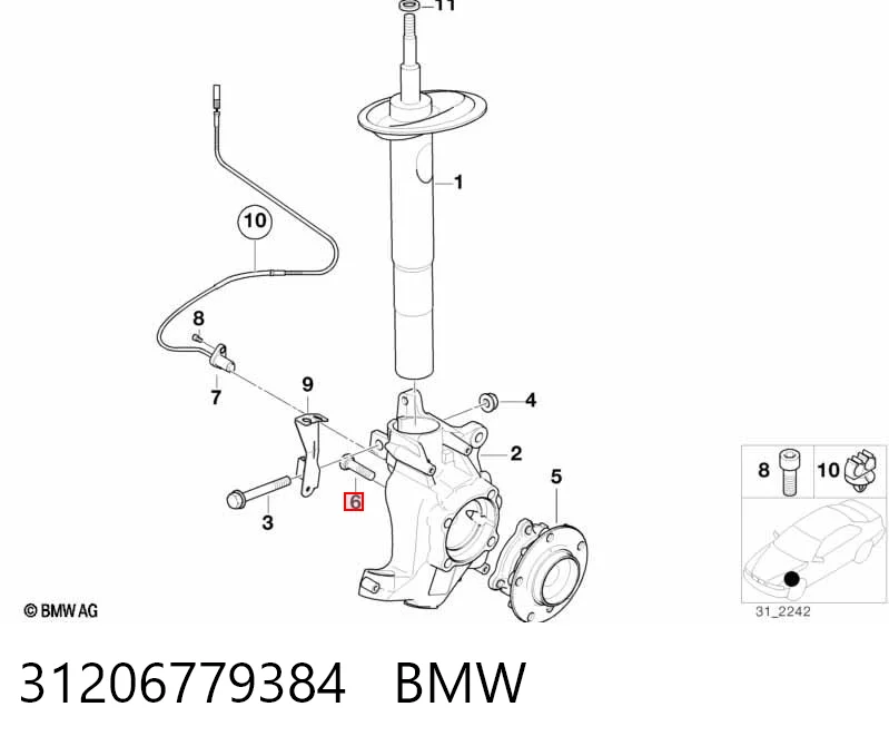 31206779384 BMW Cubo delantero