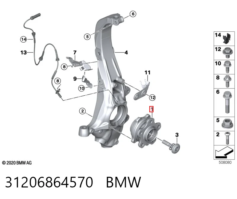 31206864570 BMW Cubo delantero