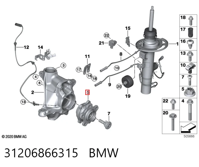 31206866315 BMW Buje de rueda trasero