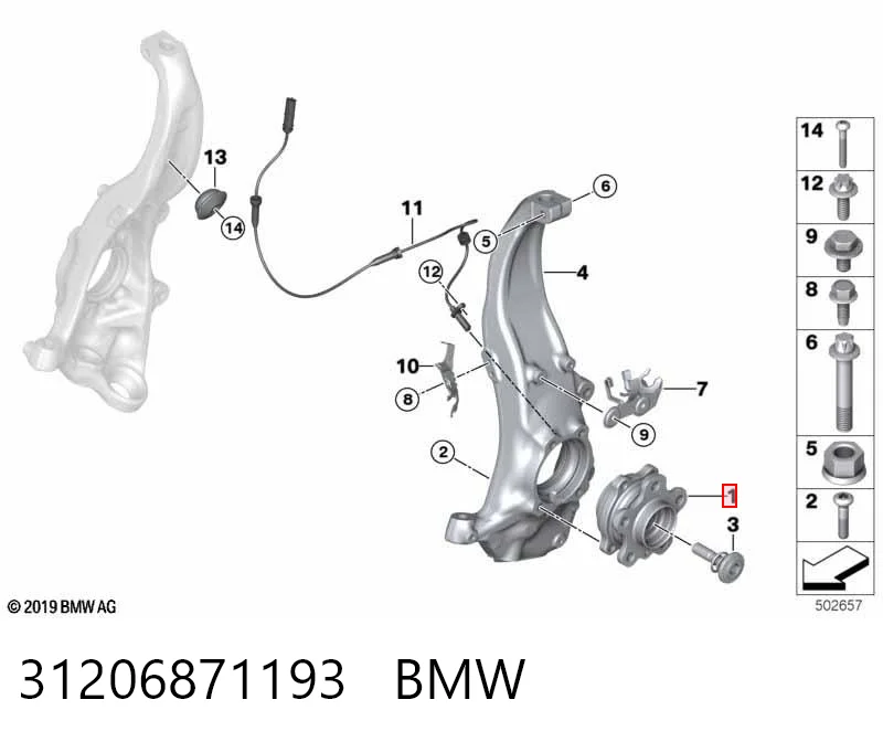 31206871193 BMW Cubo delantero