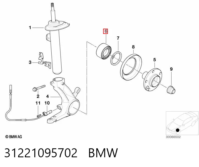 31221095702 BMW Cojinete de cubo delantero/trasero