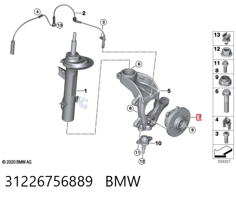 31226756889 BMW Cubo delantero