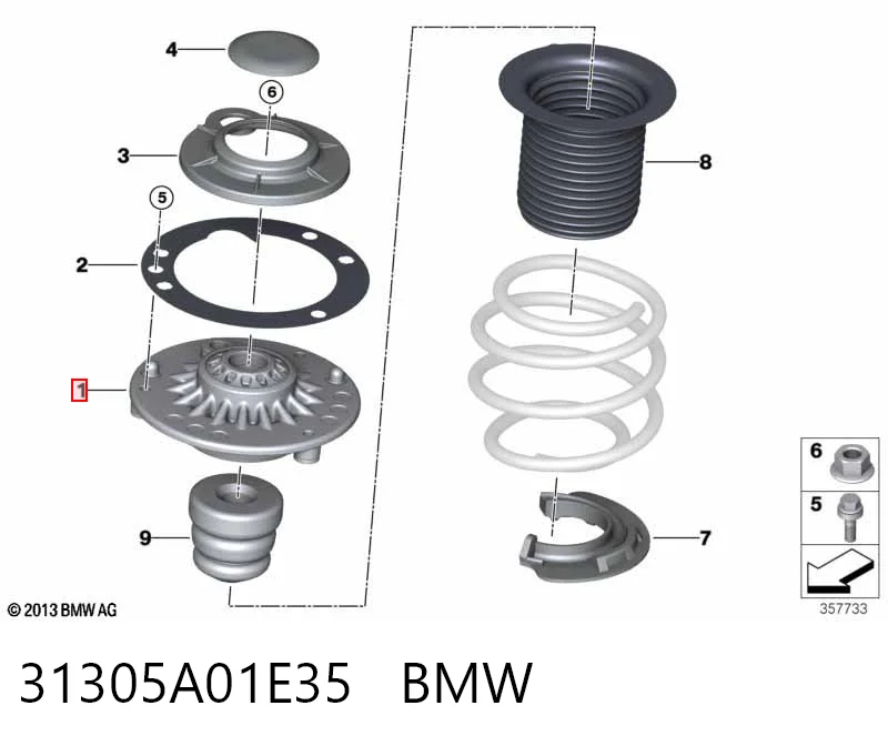 31305A01E35 BMW Soporte del amortiguador delantero