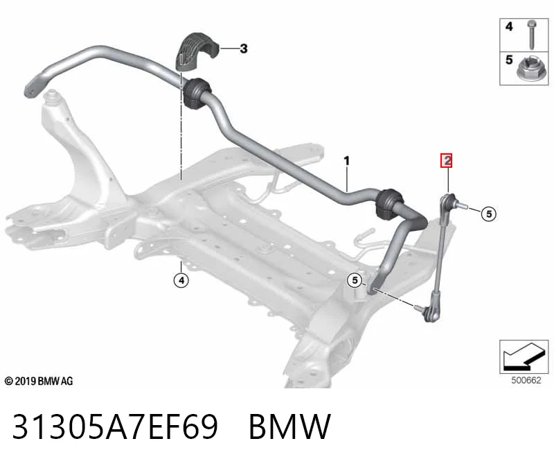 Soporte de la barra estabilizadora delantera BMW 1  (F40)
