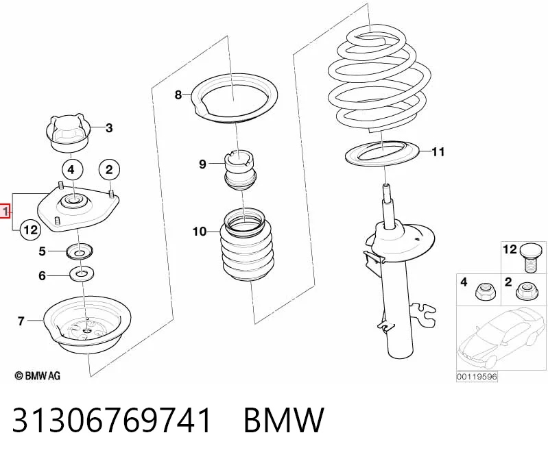 31306769741 BMW Soporte del amortiguador delantero