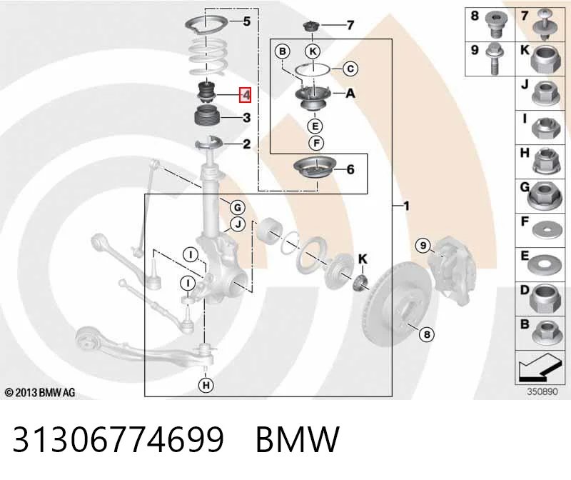 31306774699 BMW Tope de amortiguador delantero