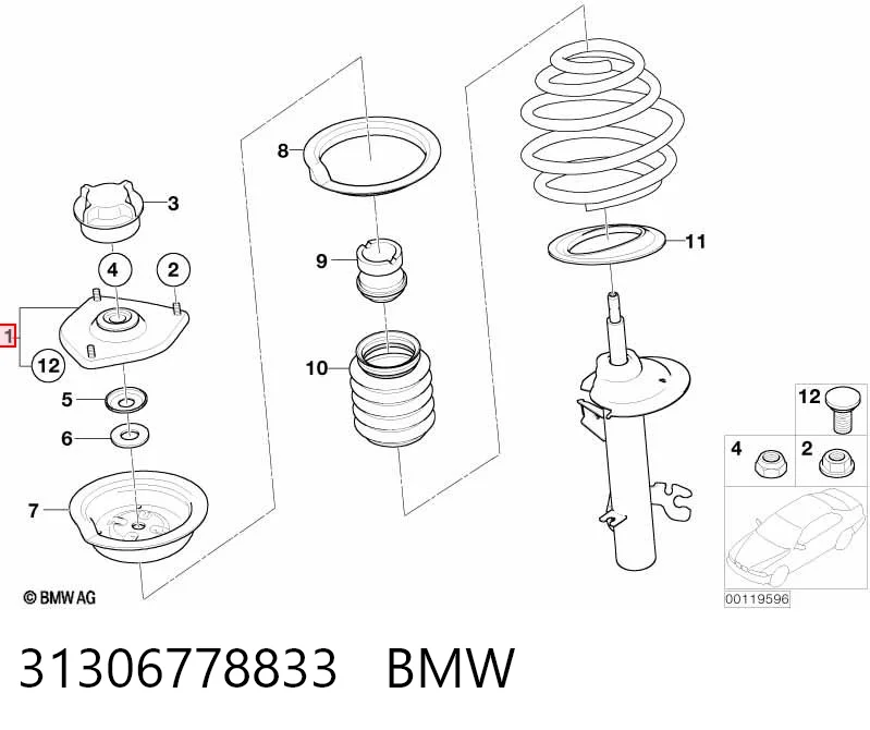 31306778833 BMW Soporte del amortiguador delantero