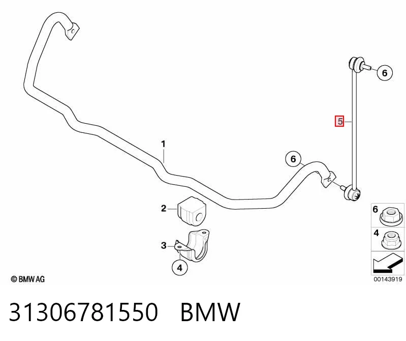 31306781550 BMW Bieleta estabilizadora delantera derecha