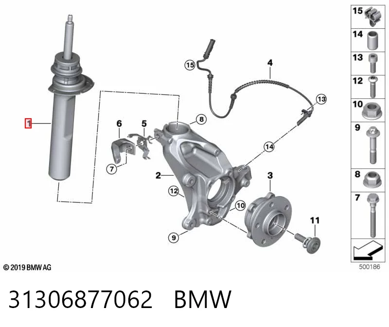31306877062 BMW amortiguador frontal derecho