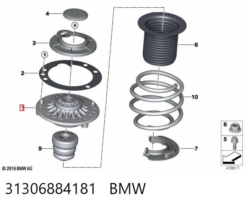 31306884181 BMW Soporte del amortiguador delantero