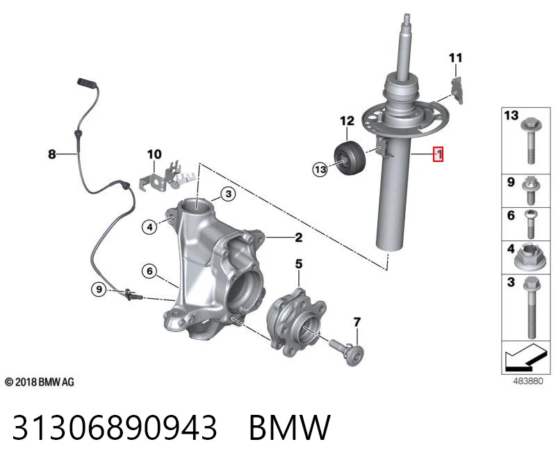 31306890943 BMW Amortiguador frontal izquierdo