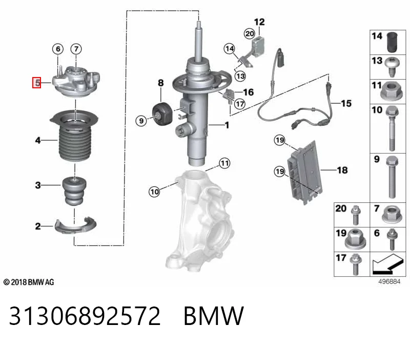 31306892572 BMW Soporte del amortiguador delantero