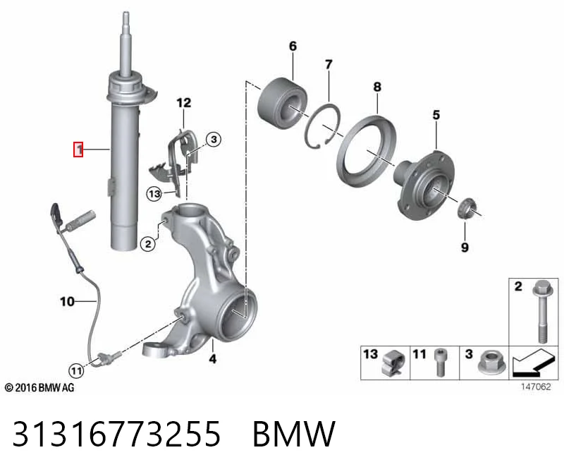 31316773255 BMW Amortiguador frontal izquierdo