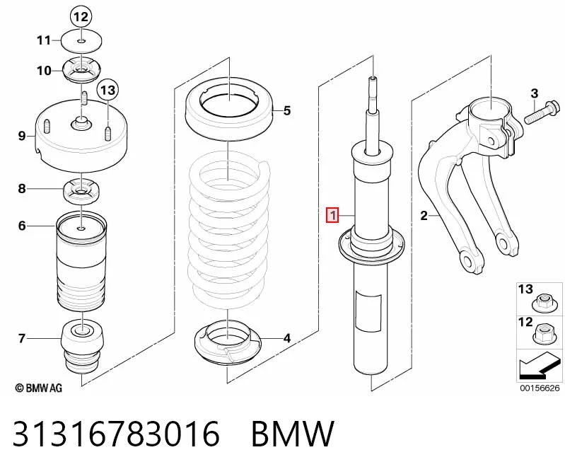 31316783016 BMW Amortiguador frontal