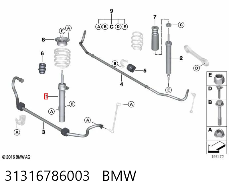 31316786003 BMW Amortiguador frontal izquierdo