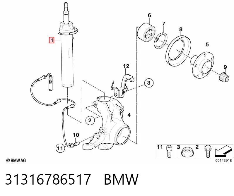 31316786517 BMW Amortiguador frontal izquierdo