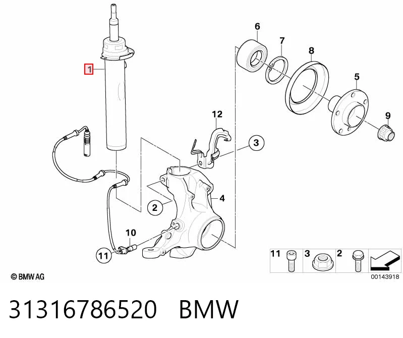 31316786520 BMW Amortiguador eje delantero derecha