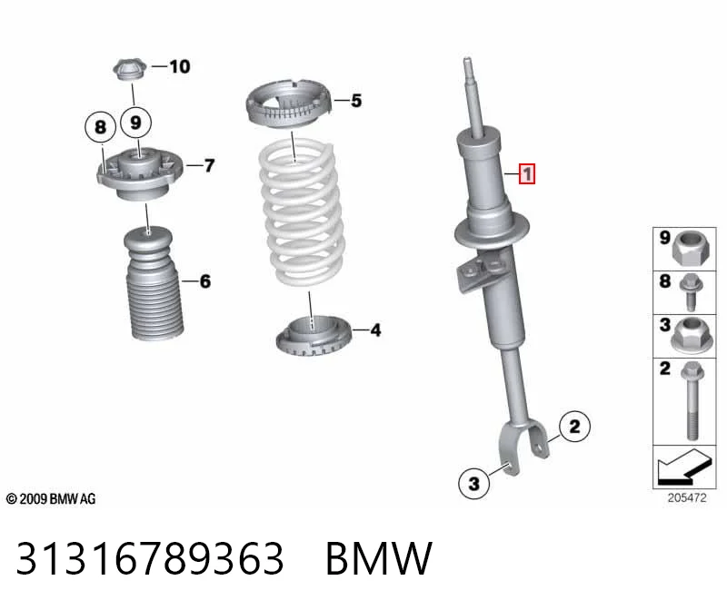 31316789363 BMW Amortiguador frontal izquierdo