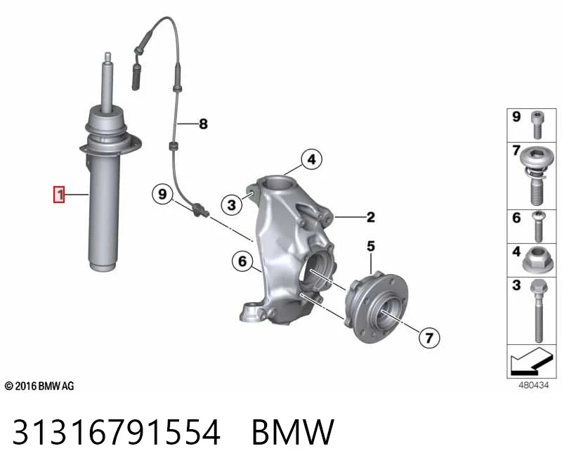 31316791554 BMW Amortiguador eje delantero derecha